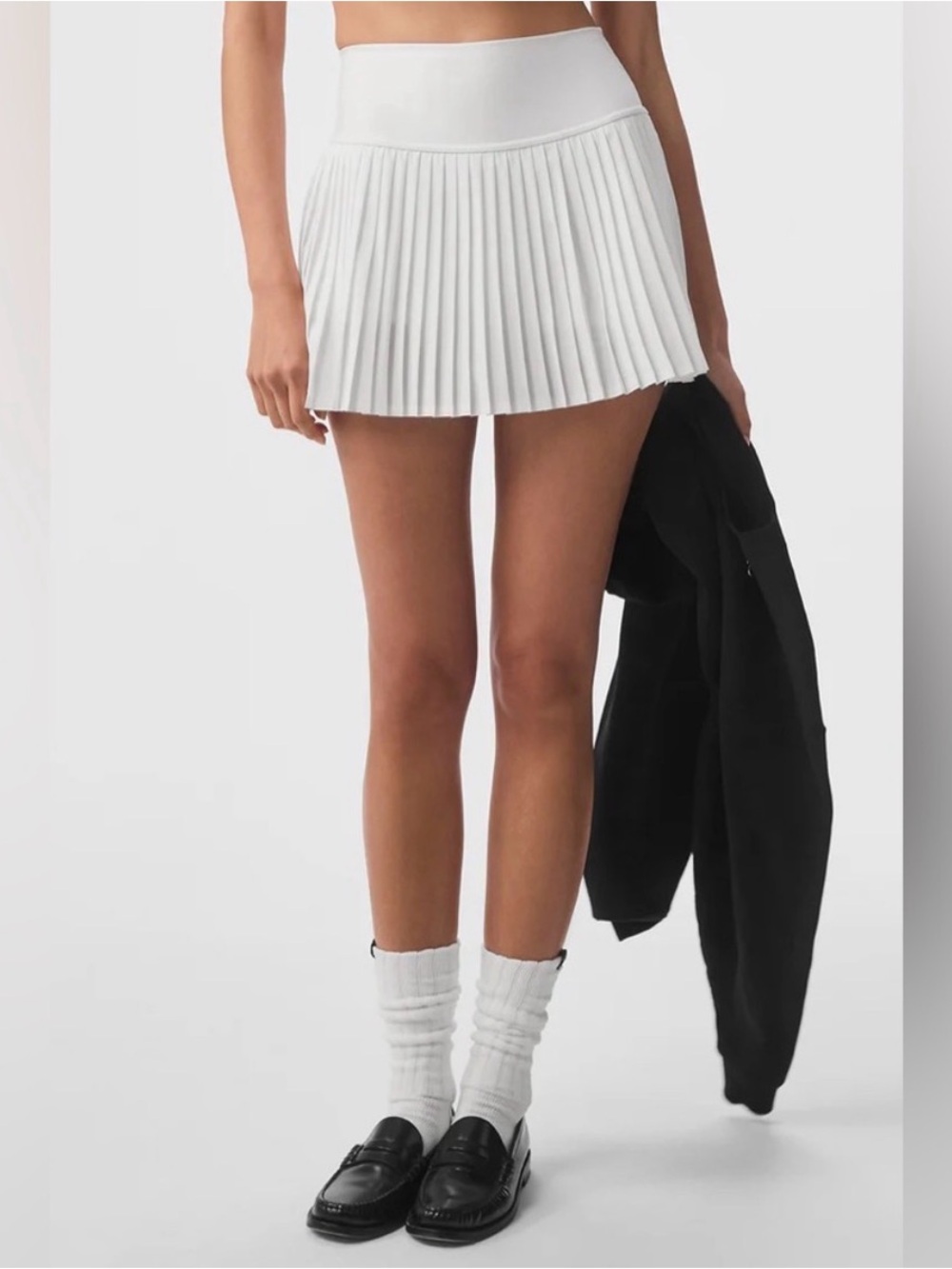 ALO Yoga White Pleated Mini Skirt
